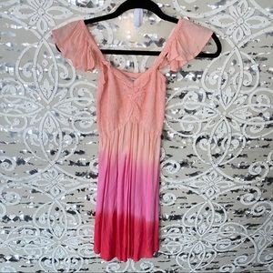 TIARE HAWAII Pink Ombré Smocked Dress O/S